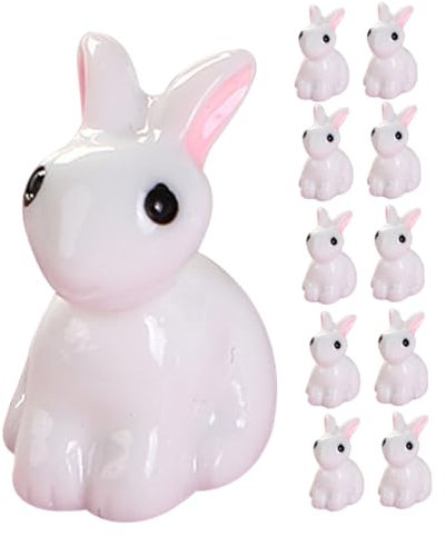 DRESSOOS 12 Stück Mikro Landschaftsornament, Tierfigur Aus Kunstharz, Miniatur Kaninchenfiguren, Miniatur Tierdekor, Kunstharz, Basteln, Kaninchenfiguren, Entzückende Tierstatue, Garten,