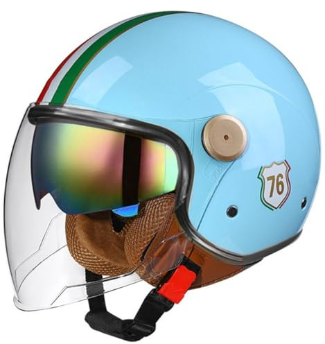 Casque Ouvert Moto 3/4 Unisexe Adulte Double Visière Solaire, Modulable et Style Rétro Vintage Approuvé Dot/ECE