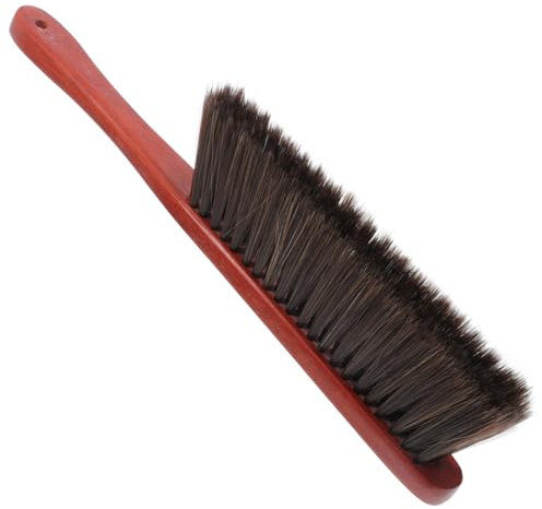 Mobestech Long Handle Soft Bristle Hand Broom Fireplace Dust Brush Wooden Handle Bench Cleaning Brush for Home and Car Dust Removal