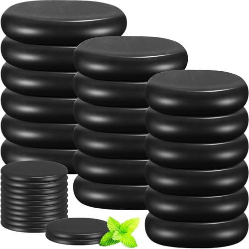 30 Pack Hot Massage Stones, Natural Black Spa Stone Kit 4 Sizes | Smooth Heat-Retaining Stones for Professional Massage, Home Spa, Sauna, Body Care, Relaxation and Essential Oils