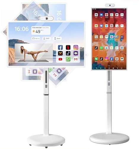ZenSeFarin Monitor Astuto Portatile dello Schermo Attivabile al Tatto,Esposizione Girevole 1080p per Uso Diritto O Mobile Pavimento 8Gb RAM + 128 GB Memoria,per Casa,Ufficio,Scuola,Esterni 24in