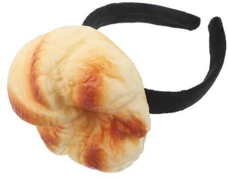 FRCOLOR Croissant Mat Hårband med Realistisk Dessertform Quirky Foto Rekvisita för Halloween Festivaler och Scenuppträdanden för Matälskare och Kostymfester