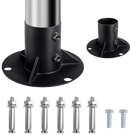 Aufschraubhülse Rund, 2 Stück Stahl Rund Pfostenträger, Ø 52/65 mm, Bodenhülse Zaunträger Hülse für weniger als 5,2 cm 6,5 cm Zaun, Briefkasten, Fahnenmast