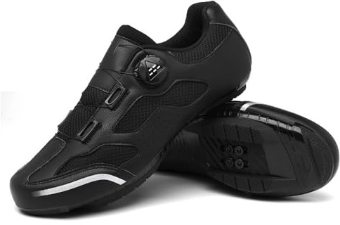 Cykelskor för män och kvinnor, MTB mountainbike-skor med roterande snörning, halkfria inomhus utomhus cykelsneakers för spin, unisex sport ridskor, Svart, 40.5 EU