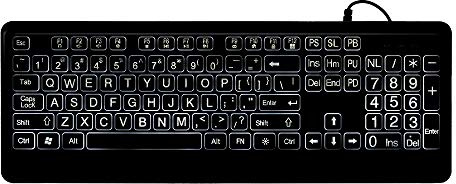 Générique Clavier Filaire à caractères Gros et imprimés avec surdimensionnés Silencieux rétroéclairé 104 Touches pour Les Personnes âgées souffrant de Mauvaise Vue Troubles la