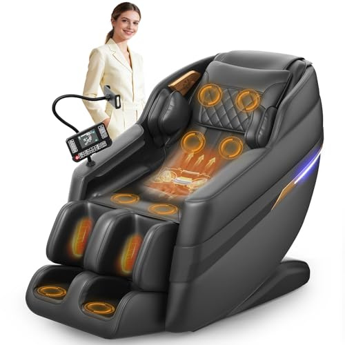 FURNIMAT 3D-Massagesessel, SL-Track-Ganzkörper Massagesessel, 8 Airbags, Bein-und Taillenheizung, KI-Sprachsteuerung & Bluetooth-Lautsprecher, Zero Gravity