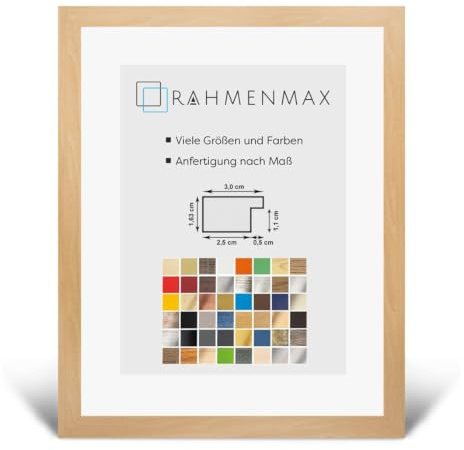 Morena MDF Rahmen für Bild 48x68cm Buche Dekor mit Acrylglas | zum Aufhängen Hoch- und Querformat/Maßanfertigung möglich/Puzzle Rahmen/mit 1mm klarem Acrylglas