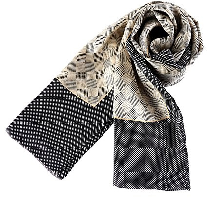 YangtzeStore Langer Charmeuse Satin Schal für Männer, Grau mit Karomuster, 63x10