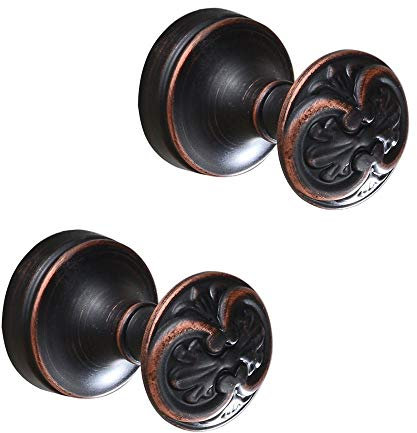 TentHome 2 Stück Antik Handtuchhaken Garderobenhaken Retro Wandhaken Messing Badhaken Bademantelhaken,Bronze Schwarz Muster