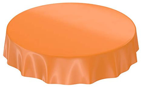 Wachstuchtischdecke Wachstuch abwaschbare Tischdecke Uni Glanz Einfarbig Orange Schnittkante Rund 140cm