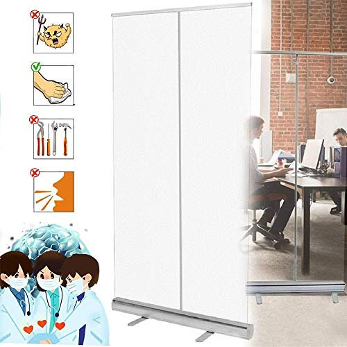 Transparent Roll Up, Germ Protection Screen, Social Distancing Shield, Spit Protection, Partition Screen, Sneeze Guard for Schools, Offices, Retail,80x180cm