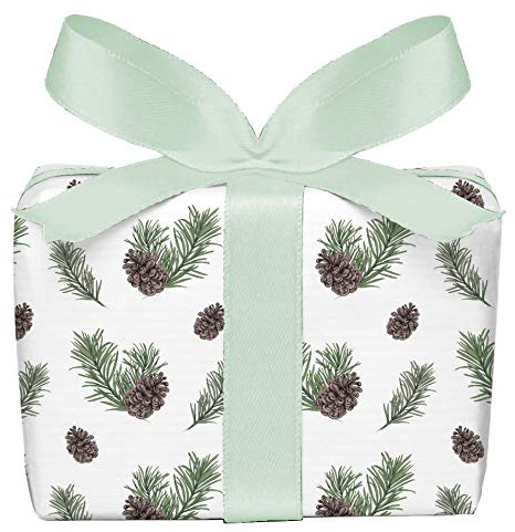 5er Set Bögen Geschenkpapier Weihnachten Weihnachtsgeschenkpapier Tannenzweige Tannenzapfen Grün Weiß Vintage Weihnachtspapier, gedruckt auf PEFC zertifiziertem Papier, 50 x 70 cm