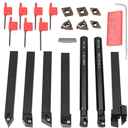 21Stk 10x10mm Schaftdrehmaschine Bohrstange Hartmetalleinsätze Drehwerkzeughalter Set mit Hartmetall-Einsätze