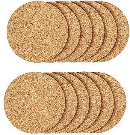 12 Pcs Cork Coasters, Reuse Cork Coaster for Drink, Blank Coaster for Craft