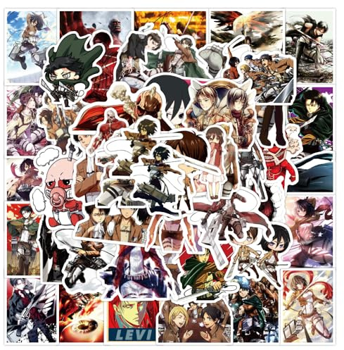 Attack On Titan Stickers 50 Pieces AOT Stickers Cool Anime Stickers Vinyl Waterproof Stickers for Teenagers Adults Laptop Water Bottles Skateboard Guitar