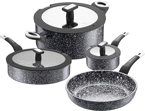 WaxonWare Juego de utensilios de cocina de cerámica de 7 piezas: juego de ollas y sartenes de cerámica de granito antiadherente, apto para lavavajillas y 100% libre de PFOA y PTFE. Juego de