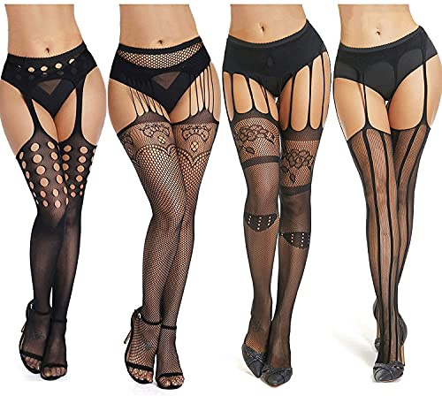 DRESHOW Mujeres Sexy Elástico Medias de Cintura Alta Medias de Rejilla de Calcetines Medias de Malla Pantimedias