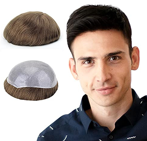 Lordhair Perücke Männer,Realität Toupet,0,06 mm Alle V-Looped Dünnes,Haarfreestyle,Natürlich eng anliegend-130% Mittlere Dichte