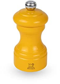 PEUGEOT - Bistro 10 cm Salt Mill - Classic Grind System - Made with PEFC Certified Wood - Lifetime Guaranteed Mechanism - Made in France - Bistrorama - Saffron Yellow Lacquered Colour