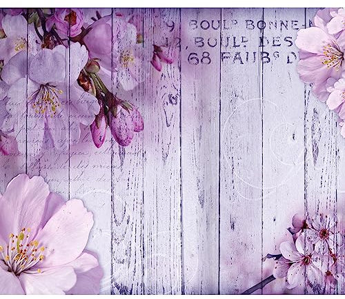 murando Fototapete Premium-Vlies Blumen 100x70cm Foto Tapete Schlafzimmer Wohnzimmer Vliestapete XXL Wandtapete Motivtapeten Bildtapete 3d Effekt Wand Dekoration Flur Blume rosa pink Holz Bretter