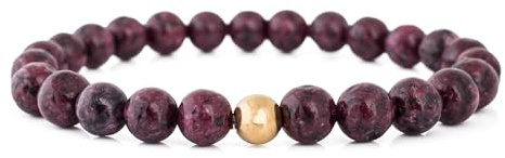 Akitsune Globae Perlen-Armband | Armschmuck Damen Herren Beads Halbedelstein Spirituell Energie Stein - Mattschwarz Onyx - 18cm