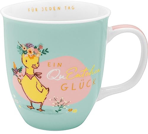 Tasse Motiv QuEntchen Glück: Tasse mit Motivdruck: Ein QuEntchen Glück, mit Innendruck: Für jeden Tag, mit bedrucktem Henkel, mit Geschenktag