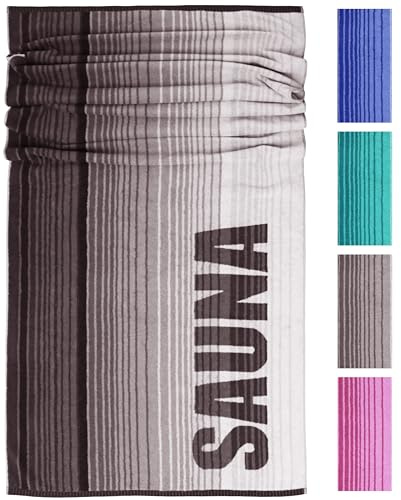 Lashuma großes Saunahandtuch 85x200 cm, Oslo XXL Saunatuch in Grau Schwarz | 480 GSM Frottee aus 100 % Baumwolle, saugstark und weich, für Damen und Herren, geeignet für Sauna, Wellness und Bad