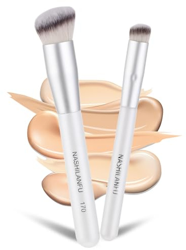 Ouligay 2Pcs Under Eye Concealer Brush Foundation Brush for Liquid Make Up Brush Set for Under Eye Concealer Base Makeup