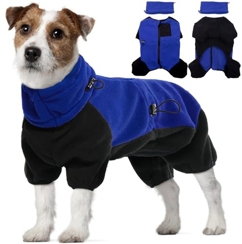 Cappotto per Cani, Giacche invernali in Pile per Cane Maglione a collo alto Cani Antivento a Quattro Zampe Abbigliamento Inverno in Pile Abbigliamento Caldo per Cani Piccoli Medii (Blu, M)