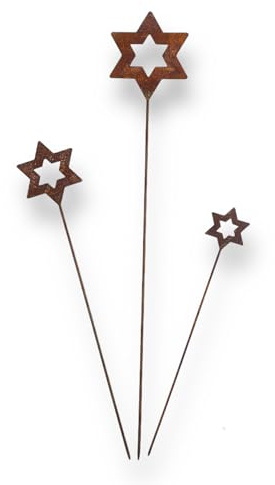 Crispe home & garden Gartenstecker Stern Set – 3er Set Metall-Sterne in Rostoptik – Weihnachtsdeko & Winterdekoration für Garten, Terrasse, Blumenbeet & Outdoor