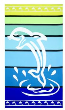 BIANCHERIAWEB Telo Mare Grande 100x180 Spugna Asciugamano Spiaggia Maui Dolphin Telo Mare Verde