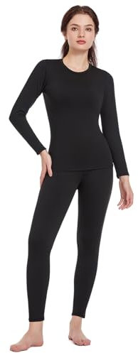 TBoonor Thermounterwäsche Damen,Atmungsaktiv Funktionswäsche Damen,Skiunterwäsche mit Innenfleece - Ultraweich Winter Lange Thermo Ski Unterwäsche Set für Zuhause und Wintersport