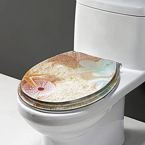 Abattant de WC à Fermeture Douce, Couvercle de Toilette en résine, abaissement Automatique, charnières de Fixation supérieures pour Salle de Bain, Fleurs Vertes