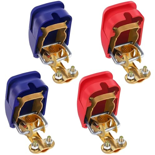 Autobatterie Klemmen, 2 Paare Auto Batterie Schnellklemmen, 12V, 1.2MM | Batteriepolklemmen Set Boot, Polklemmen Batterieklemmen für Auto Motorrad Truck Boot Rot Blau