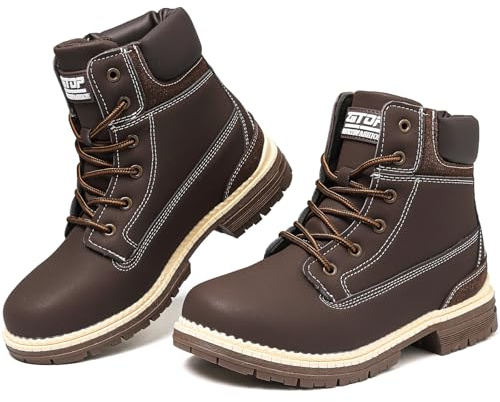 Maxome Bottes de marche pour femme - Bottes de randonnée imperméables pour femme - Bottes mi-mollet à lacets légères et antidérapantes - Bottes de trekking en plein air - Bottes de travail, marron, 39