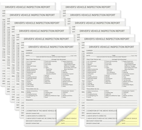 suituts 600 Sets Detailed Driver Daily Vehicle Inspection Report Book/Forms, 2 Part Carbonless, 5.5 x 8.5 Inch Daily Pre-Trip Checklist Log for Truck Drivers (50 Sets Each Book, 12 Books)