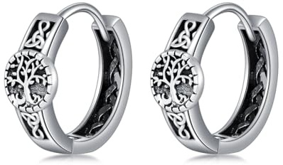 Livets träd örhängen silver 925 Keltiska kreoler litet livets träd smycken damer, Sterlingsilver