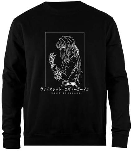 Udaytee Violet Evergarden Skull Hand Sweat-Shirt Unisexe Noir À Coupe Simple