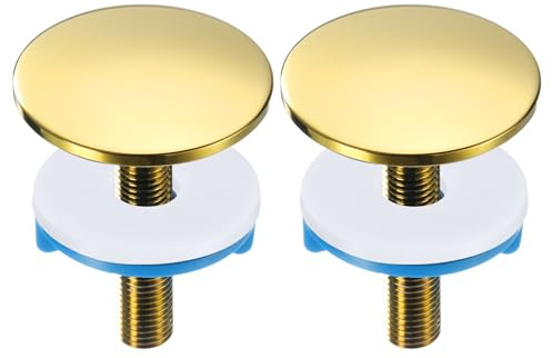 sourcing map 2pcs Kitchen Faucet Hole Cover Copper, 2 Sink Hole for 0.5-1.6 Plate Cover Stopper Cover Blanking Tap Hole Plug for Kitchen Bathroom, Gold
