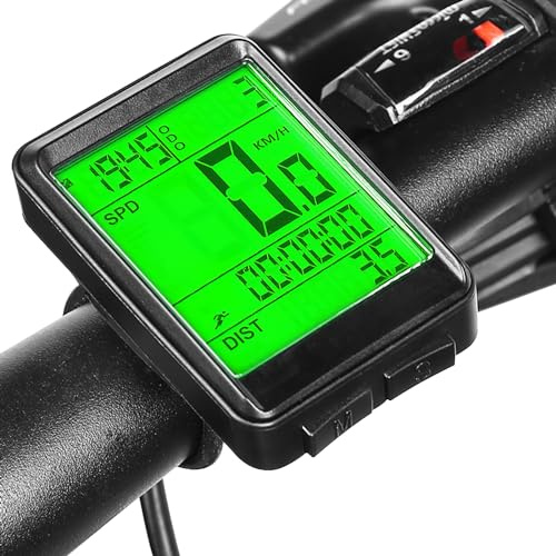 Bike Computer 12 Functions IP54 Waterproof Bicycle Speedometer Odometer, Cycling Computer with LCD Backlight Display Touch Screen, Automatic Start/Stop, For Cycling