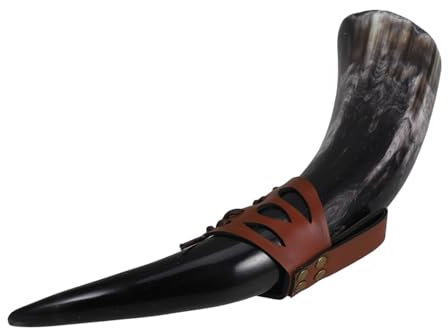 MAGICLULU Corne Viking à Boire Style Médiéval Renaissance Mug Capacité Importante à Hydromel Et Bière Accessoire De Fête Authentique Ceinture Pu