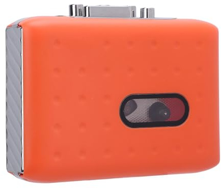 Kassette Player Tape Recorder, Tragbarer Kassetten Klebeband Player, USB C Kassette Zum MP3 Konverter, mit Mikrofon und Kopfhörerbuchse, Reverse Auf nahme zu Band, Orange