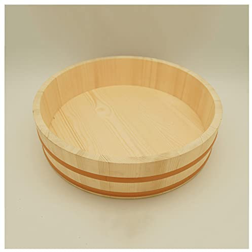 Wooden Sushi Oke Rice Mixing Bowl - Large Hangiri with Copper Bands, 60cm (23.6in), Ideal for Sushi Restaurants, Durable and Elegant Design for Efficient Rice Preparation