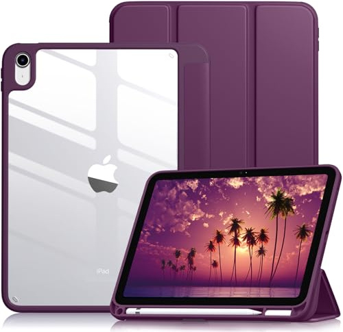 Vobafe Hülle für iPad (A16) 11. 11 2025/10 Gen 10.9 2022, Dunkelviolett | Hart PC Transparent Cover Rückseite Schutzhülle, iPad Hülle mit Stifthalter, Unterstützt Touch ID, Auto Schlafen/Wachen