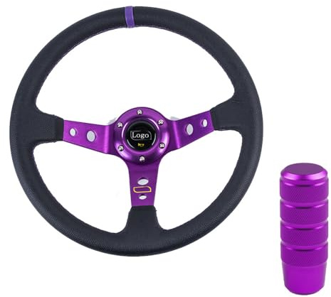Drifting Lenkrad,Universal Rennlenkrad Universal 14 Zoll 350mm PVC. Auto Racing-Lenkräder Tiefmais driftet Sportlenkrad mit Umschaltknopf(C)