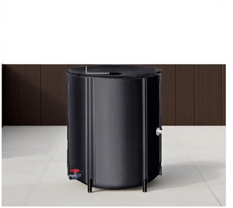 HOFUNTRE Barile for Pioggia Pieghevole， Barile for Raccolta Acqua Piovana，Tessuto Giuntato Termosaldato, Struttura Stabile E Durevole, Adatto A Vari Scenari di Utilizzo dell'Acqua(Black,100L)