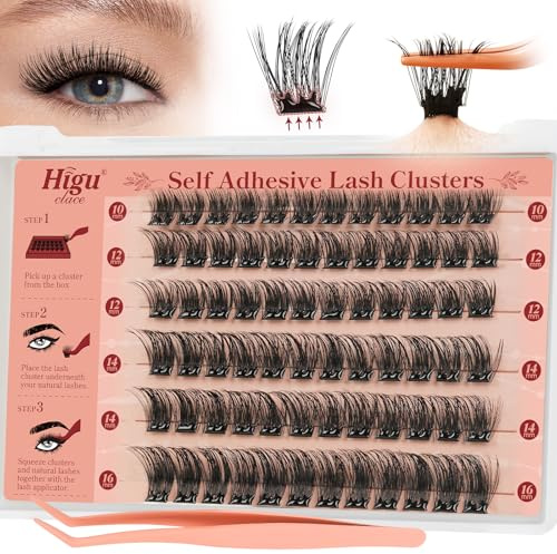 Higu clace Kit Ciglia Finte Autoadesive Manga, Con Le Pinzette (Natural 01)