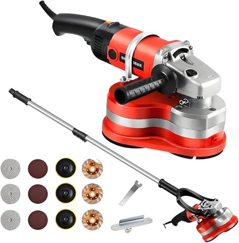 Set Di Levigatrici per Cemento a 3 Teste, Levigatrice per Cemento, Levigatrice Elettrica per Cartongesso, Levigatrice per Pavimenti, 6 Velocità Variabili, Per Piallatura Di Pareti Grezze Withpole
