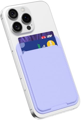 oakxco Phone Wallet Stick On, Slim Thin Adhesive ID Credit Card Holder Wallet Pocket Back of Phone Case, Hard Shell Plastic Sleeve Sticky Card Wallets Pouch for iPhone Samsung Pixel, Purple Lavender