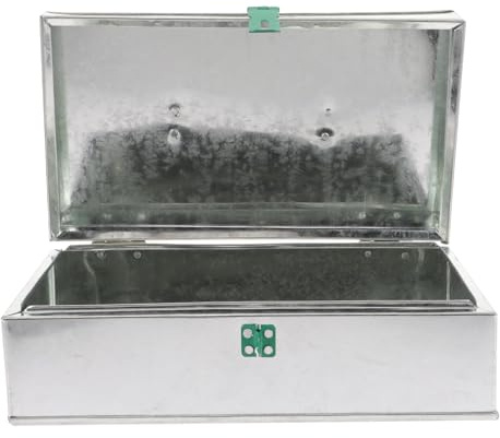 Homoyoyo Boîte à Outils en Tôle de Fer 28x16x9 Cm Verrouillage, Conteneur de Rangement Ménager Portable, Coffre Sécurisé pour Outils et Caisse à Monnaie, Usage Domestique Couleur